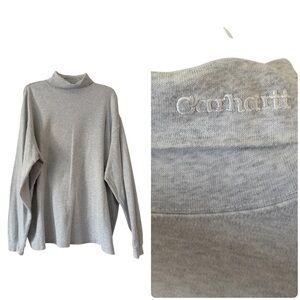 Vintage Carhartt Embroidered Turtleneck Heather Grey Long Sleeve Shirt